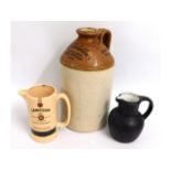 A "Take Courage" ale jug, a Jameson whiskey water jug & a cracked stoneware Nutfield Distilled Water