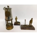 An Eccles miners lamp, 13in high including handle,