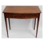 A mahogany hall table with tapered legs & two draw