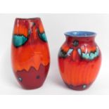 Two Poole pottery vases, 10.25in tall