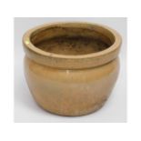 An oatmeal colour glazed garden pot, 11in tall x 15.25in diameter