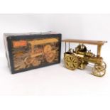 A boxed Wilesco brass steam traction engine, 11in