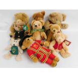 Six Harrods teddy bears, one Merrythought, one Rus