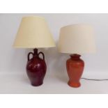 Two decorative ceramic lamps, tallest including sh