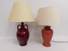 Two decorative ceramic lamps, tallest including sh