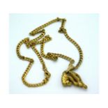 An 8ct gold chain with lion pendant, 19.5in long chain, 17.7g