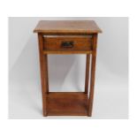 An oak hall table with drawer, 26in tall