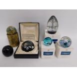 Six paperweights including a limited edition Caith