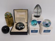 Six paperweights including a limited edition Caith