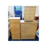 Three modern chests of drawers, tallboy 48.5in tal