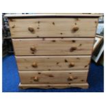 A modern pine chest of four drawers, 31.5in wide x