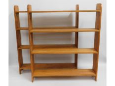 A pair of open pine bookshelves, 40.75in wide x 47