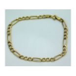 A 9ct gold bracelet, 7.25in long, 1.7g