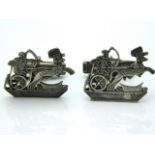A pair of silver "Roman Chariot" silver cuff links