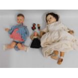 Five vintage dolls, two a/f