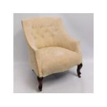 A 19thC. button back nursing chair, 33in high to b