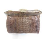 A suede lined ladies crocodile skin handbag, 10in