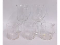 Five Liskeard glass tankards