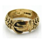 A 9ct gold buckle ring, 6.1g, size Q