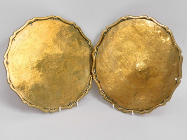 A pair of 19thC. Chinese bronze wall plaques with