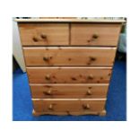 A modern pine chest of six drawers, 31.5in wide x