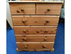 A modern pine chest of six drawers, 31.5in wide x