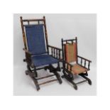 An adult & child's antique American rocking chair,