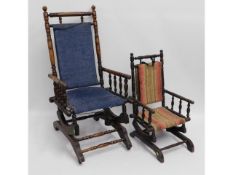 An adult & child's antique American rocking chair,