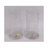 A pair of Polish lead crystal cut glass hurricane