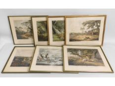 Seven hunting scene prints, published by Edward Or