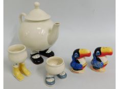A novelty Carltonware teapot (repair to handle) &