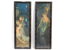 A pair of 1920's art deco prints featuring man & w