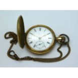 A full hunter gold plated side wind pocket watch &