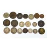 A quantity of mixed coinage including US 19thC. si