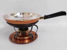 A Swiss made copper chafing pan & warmer, probably