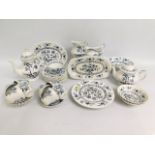 A J & G Meakin blue & white tea set, small chip to