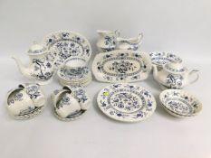 A J & G Meakin blue & white tea set, small chip to