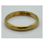 A 14ct gold band, 2.1g, size N