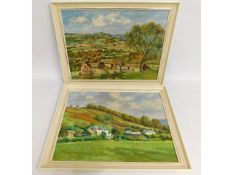 A pair of Walter Lambert Bell oil landscapes paint