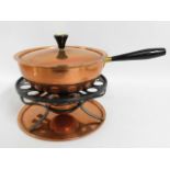 A Swiss made copper chafing pan & warmer, probably