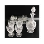 Four antique cut glass wine glasses, one with two