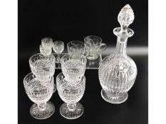 Four antique cut glass wine glasses, one with two