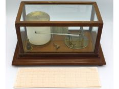An antique mahogany cased barograph, 14.375in wide