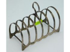 A 1929 Sheffield silver toast rack by William Hutt