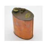 An antique copper half pint canister, 4.25in tall