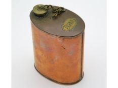 An antique copper half pint canister, 4.25in tall
