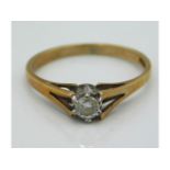 A small 9ct gold diamond solitaire in Tiffany styl