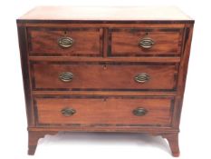 A small c.1810 George III chest of drawers with brass handles & inlaid banding, 35.5in wide x 17.75i