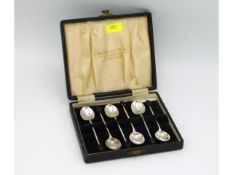 A cased 1937 Sheffield silver set of coffee bean s