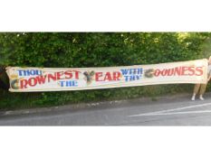 An early 20thC. linen banner 'Thou Crownest the Ye